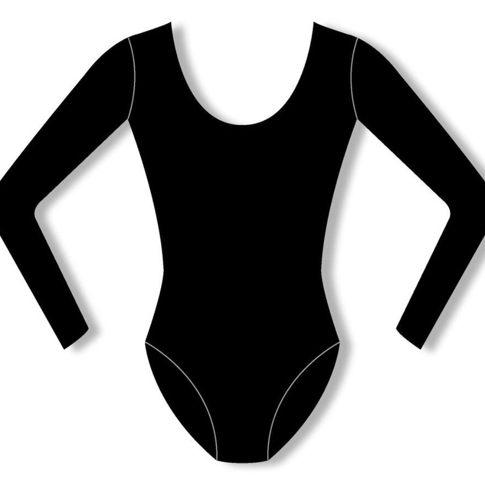 Bloch CL5409 Girl's Size 12 (Large) Black Cotton Long Sleeve Leotard